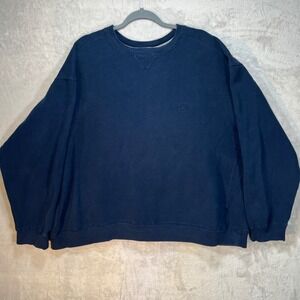 Starter Big & Tall Mens 3XL Navy Blue Cotton Polyester Crewneck Sweatshirt Logo